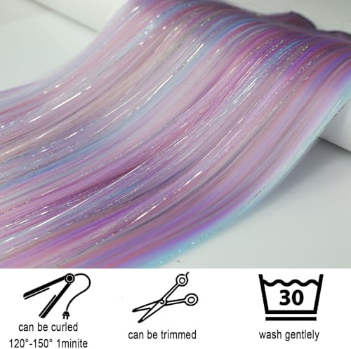 Ms Aloe 10 Pcs Colorful Clip in Hair Extensions Mix Hair Tinsel 22inch Synthetic Straight Clip in Hair Extensions Rainbow Colored Hair Accessories for Women - Image 4