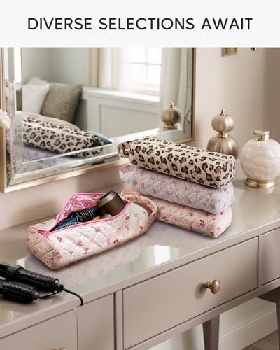 2Pcs Hair Tool Organizer Quilted Carrying Case for Shark Hair Air Wrap Dryer Case Mothers Day Gifts Cosmetics Toiletry Organizer for Girls Women (Cherry) - Image 6