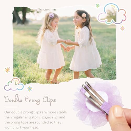 DED 28PCS 2" Chiffon Flower Hair Clips with Pistil for Baby Girls Infants - Image 3