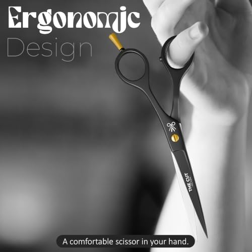Professional Matte Black Barber Grooming Kit – Hair Cutting Scissors, Straight Razor with extra Razor Blades, Hair Comb & Leather Zipper Pouch – Complete Haircut, Beard & Mustache Trimming Set for Men - Image 4