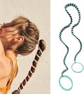 Elastic Hair Ties for Women, 25" No Tangle Spiral Hair Ties Damage-Free Pony Tail Wraps for Thick Long Hair Motorcycle Hair Accessories for Sports- Bike Riding Swim Skiing- Aqua/Navy Blue by Unknown