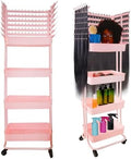 Braiding Hair Rack with 196 Pegs, Hair Extension Holder with 4 Tiers Storage Cart, Elegent Pink Braiding Rack Stand for Hair Braider, Sturdy Hair Rack for Salon, Home, Beauty School by ICCTUO