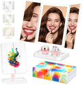 BERTHALESS Peacock Print Tabletop Rechargeable Lighted Vanity Mirror by BERTHALESS