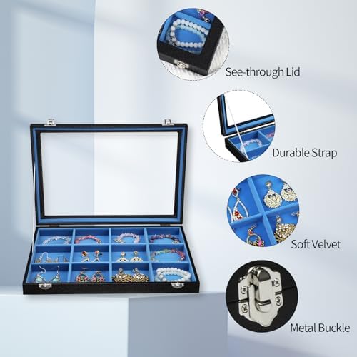 Stratalife 12 Grid Bracelet Jewelry Box, Bangle Holder Organizer with Lid - Image 3