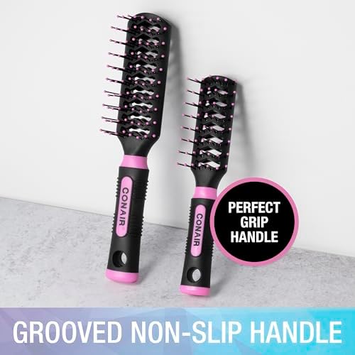 Conair Hair Brush Set, Salon Results, Full-Size & Mid-Size, Pink - Image 3