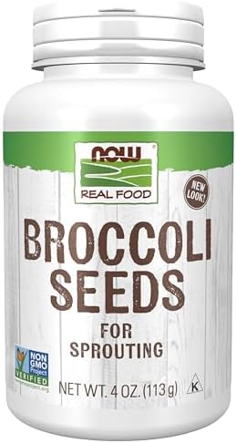 NOW Foods, Broccoli Seeds for Sprouting, Non-GMO Project Verified, 4 Ounces (Pack of 12) by NOW