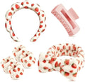 7 Pcs Spa Set, Facial Headband and Wristband Set, Skincare Accessories, College Style Girl Gift, Hair Accessories for Women and Girls（Pink Strawberry） by Unknown