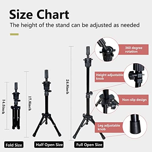Mannequin Head with Human Hair, 18 inch Mannequin Head with Tripod Stand, Real Hair Cosmetology Makeup Hairdressing Training Head with Wig Stand Tripod, Doll Head for Hair Styling Training with Table - Image 5