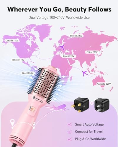 Bopcal Dual Voltage Hair Dryer Brush, 2 Inch Mini Blowout Brush - Image 3