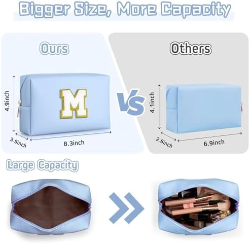 TOPEAST Cosmetic Travel Bags for Women, Preppy Small Makeup Bag, PU Leather Waterproof Toiletry Bag, Unique Friendship Gifts for Friends Coworker, Cute Stuff for Girls (Sky Blue R) - Image 2