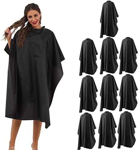 Black Barber Cape - Professional Nylon Waterproof Salon Cape, 59" x 47", 10 Pack by BSFHH