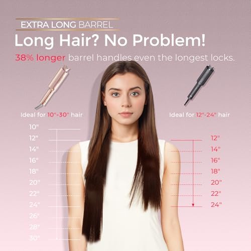 TYMO CurlPro Plus Automatic Rotating Curling Iron - Upgraded Long Barrel Curling Wand for Long Hair, Ceramic Hair Curler for Women, Anti-Scald, 600M Ionic, Dual Voltage, Gold Blush, 1 1/4 Inch - Image 3