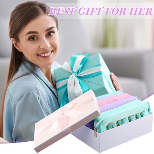 Remerry 4 Pcs Preppy Makeup Bags,Light Blue, Green, Purple, Pink - Image 6