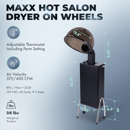 Buy-Rite BR2500 MAXX Hot Salon Hood Dryer with Wheel Handle Kit - Image 5