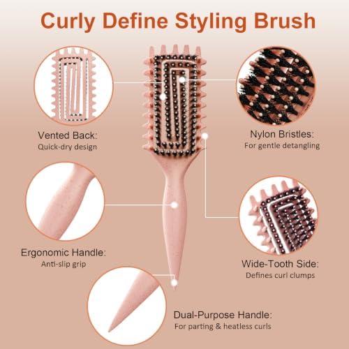 Curly Hair Brush, Curl Brush For Wet & Dry Hair,Curl Defining For Women&Men - Image 2