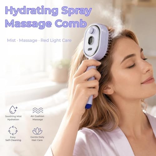 Electric Spray Air Cushion Massage Comb, Steam Brush for Hair - Image 2