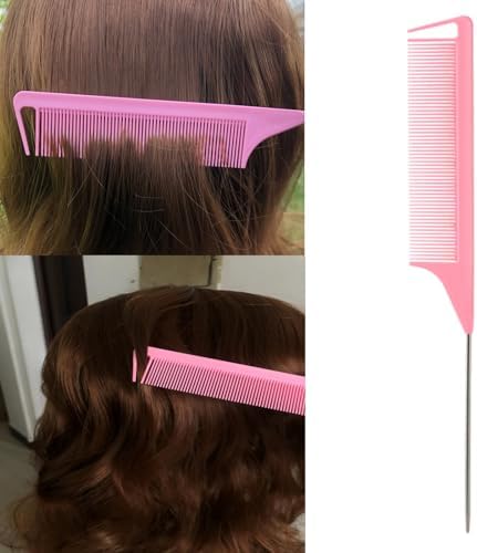 5Pcs Slick Back Brush Set with Topsy Tail Tool, Teasing Bristle, Rat Comb for Women & Girls Hair Styling, Flyaways Control and Edge Combing - Pink - Image 6