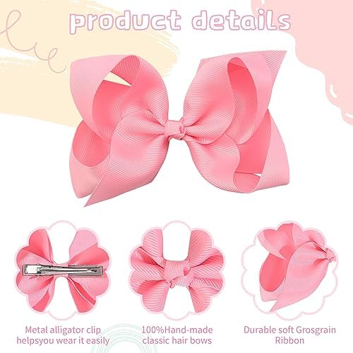Oaoleer 30 Colors Grosgrain Ribbon Hair Accessories - 3 Inch Bows, Clips, Barrettes, and Alligator Clips for Girls, Toddlers, Kids, and Teens - Image 5