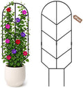 2 Pack Large Metal Trellis for Climbing Plants, 30'' Tall Garden Plant Support for Potted Plants Indoor, Modern Decorative Trellis for Jasmine, Wisteria and Lilac Vines (Black by Unknown
