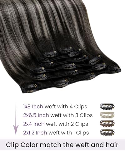 LaaVoo Clip In Hair Extensions Real Human Hair, Full Head, 22 Inch - Image 3