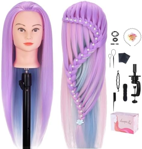 Mannequin Head, TopDirect 29" Hair Mannequin with Cosmetology Hair Doll Head to Practice on Styling Hairdressing Training Braiding with Clamp Holder & Tools for Women Girls by TopDirect