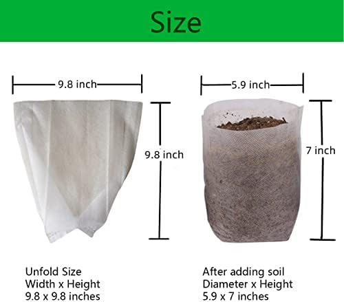 gardtree 100PCS 9.8×9.8 Inch Breathable Plant Grow Bags - Biodegradable Non-Woven Plant Nursery Bags for Seed Starting, Indoor/Outdoor Vegetables, Herbs & Flowers | Easy Transplant, Space Saving - Image 2