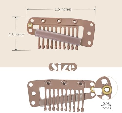 Dreamlover Wig Clips for Hair Extension, 10 Teeth, Brown, 30 Pieces - Image 2