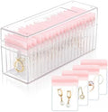 HOMEHIVE Acrylic Jewelry Box Organizer, Clear Jewelry Organizer Holder with 20 Portable Anti Tarnish Jewelry bags, Travel Jewelry Case for Earrings/Rings/Necklaces for Women Girls, Pink by HOMEHIVE