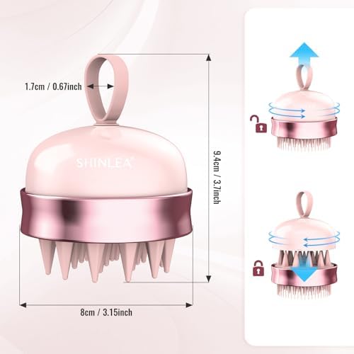 SHINLEA 2 in 1 Scalp Massager Hair Growth,Scalp Scrubber with Soft Silicone Bristles for Dandruff Removal,Shampoo Brush for Exfoliation,Head Massager for Both Wet and Dry Use (Pink) - Image 5