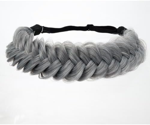 Synthetic Hair Braided Headband Classic Wide Strands Wedding Disorderly Fluffy Braids Wig Band Women Beauty Accessory by TOECWEGR