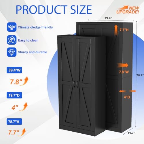 GAIOUS 79" Tall New Update Kitchen Pantry Cabinet, Metal Storage Cabinet - Image 2