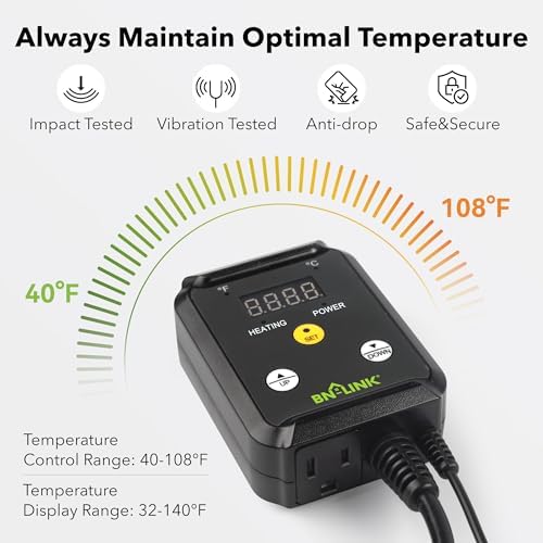 BN-LINK Reptile Thermostat Controller and Heat Mat for for Seed Germination, Reptiles and Brewing Breeding Incubation Greenhouse - Image 7
