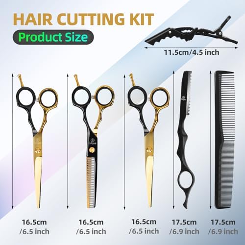 ETHTXE Professional Hair Cutting Scissors, 6.5" Barber Scissors - Image 2