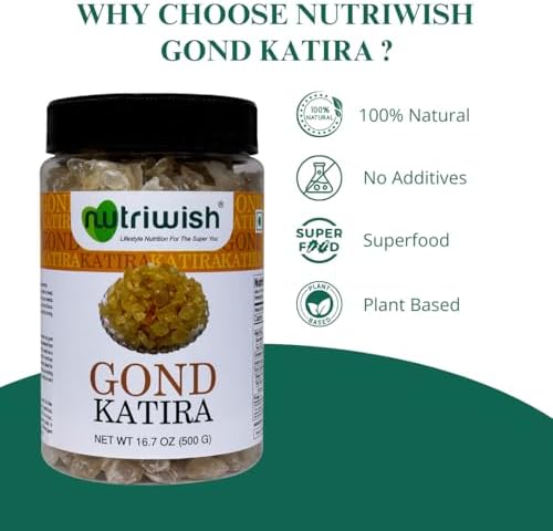 Nutriwish Natural Gond Katira | Edible Tragacanth Gum for Cooling Drinks | 17.6 oz (500 g) - Image 2