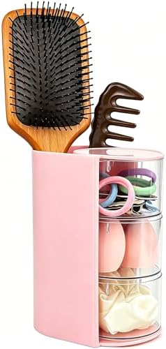 Hair Accessories Hair Ties Organizer with Hair Brush Holder - Pink by NeatHouse