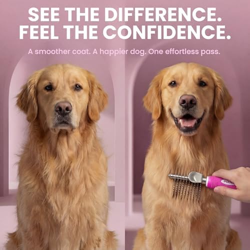 Poodle Dematting Fur Rake Comb Brush for Dogs and Cats - Long 2.5" Steel Safety Blades Metal Comb for Detangling Matted or Knotted Undercoat Hair - Image 6
