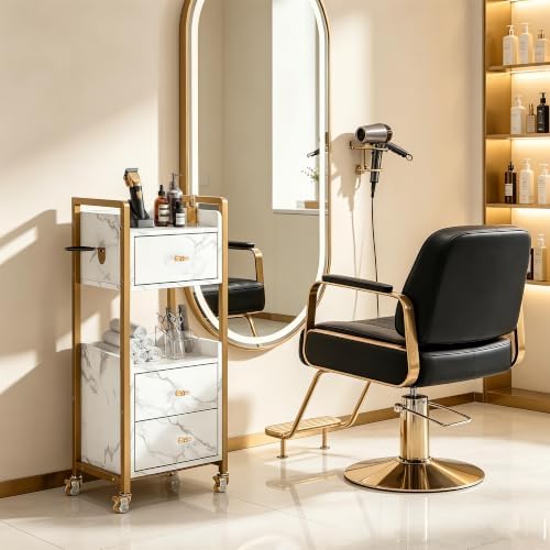 BarberPub Salon Cart with Lockable Wheels, Rolling Cart 2478 (White) - Image 2