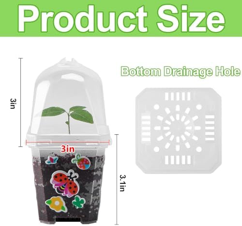 10 Packs Plant Nursery Pots with Humidity Domes, Plastic Gardening Pot - Image 2