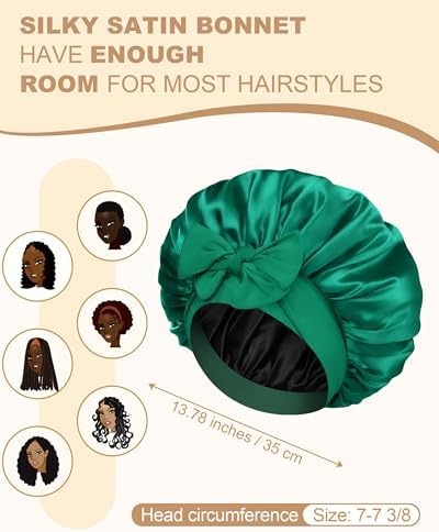 AWAYTR Double Layer Satin Bonnet for Women, Reversible Sleep Hair Wrap - Image 3