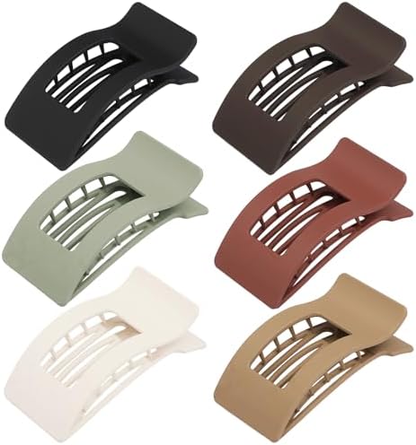 French Flat Hair Clips for Women 6pcs Hair Claw Clips for Thick or Thin Hair Matte Claw Clips for Girls Barrettes Non-Slip Strong Hold Hair Accessories for Women (Basic) - Image 2