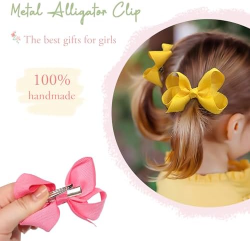 20PCS 3 Inch Hair Bows for Girls Grosgrain Ribbon Toddler Hair Accessories with Alligator Clips for Toddlers Baby Girls Kids Teens in Pairs - Image 3