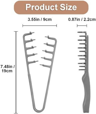 2-in-1 Texture Comb, Volumizing Wide & Fine-Toothed Hair Comb - Anti-Frizz Fluffy Styling Tool for Men Women, Portable Lightweight Design with Non-Slip Grip, Suitable for All Hair Types (1 Pack, Grey) - Image 2
