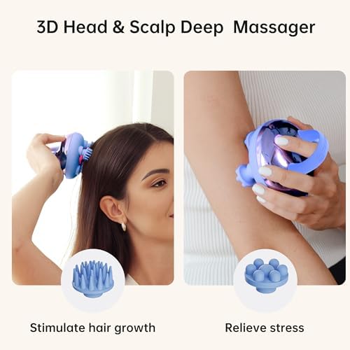 COMFIER Cordless Scalp Massager Hair Growth with 3 kneading Modes,Waterproof Head Massage with 8 Claws for Deep Cleansing,Body Cat Head Scratcher,Gift for Women - Image 3