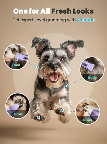 oneisall 4 in 1 Dog Grooming Kit with LCD Display Purple - Image 2