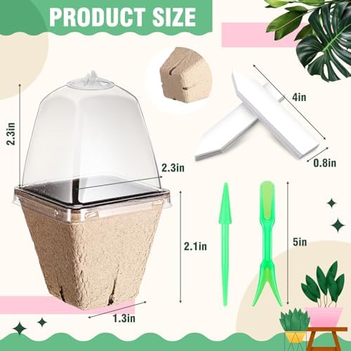120 Pcs 2.36" Nursery Pots with 30 Humidity Dome and 30 Labels, Square - Image 2