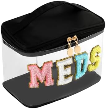 uekeboag Chenille Letter MEDS Clear Medicine Makeup Bag(04Black) by uekeboag