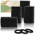 100PCS Black Hair Ties for Women, Seamless Cotton Hair Bands No Crease by SYGY