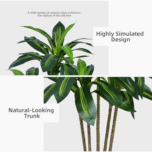 ASTIDY Artificial Plant 6FT Dracaena Fake Tree with Gray Tall Planter - Image 7