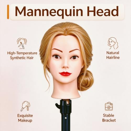 Straight Hair Mannequin Head, Cosmetology Mannequin Head for Hair Styling - Image 5