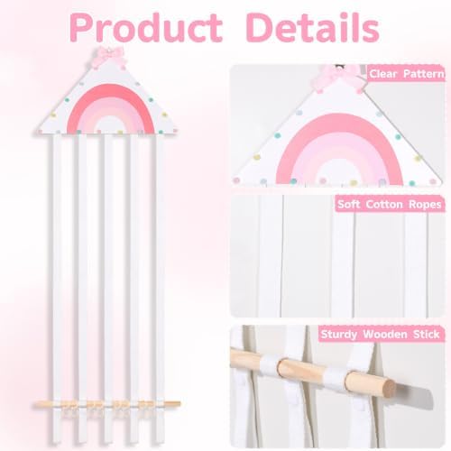 POVETIRE Rainbow Headband Holder Bow Organizer for Girls Hanging Hair Bows - Image 4